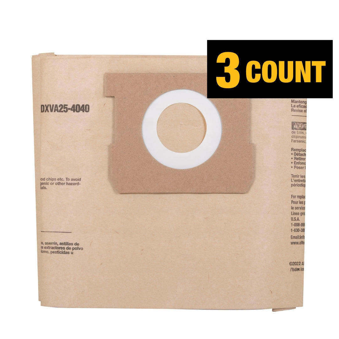 DXVA25-4040 - DeWalt 4 Gallon Dust Bag (Pack of 3)