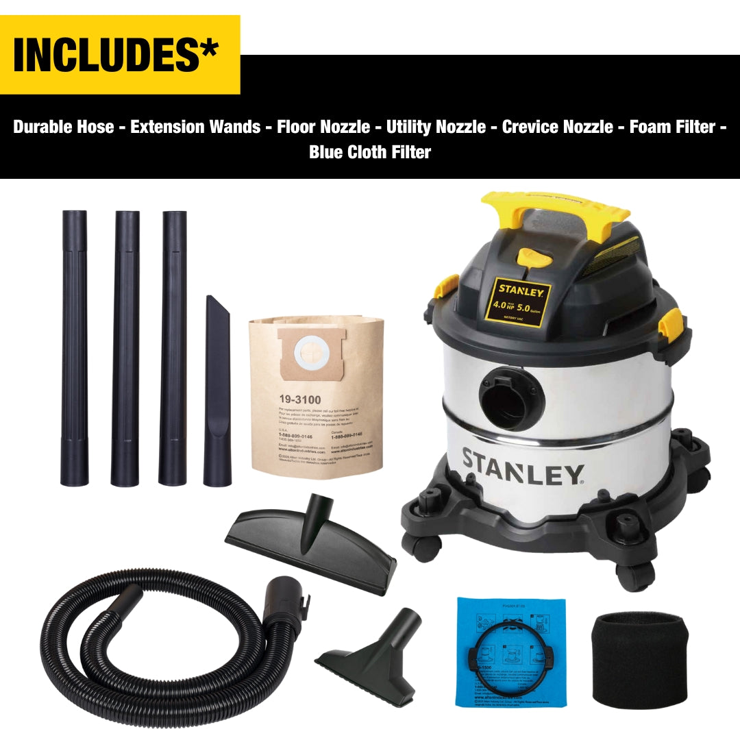 SL18115 - Stanley Wet/Dry Vacuum- 5 gallon, 4.0 Peak HP