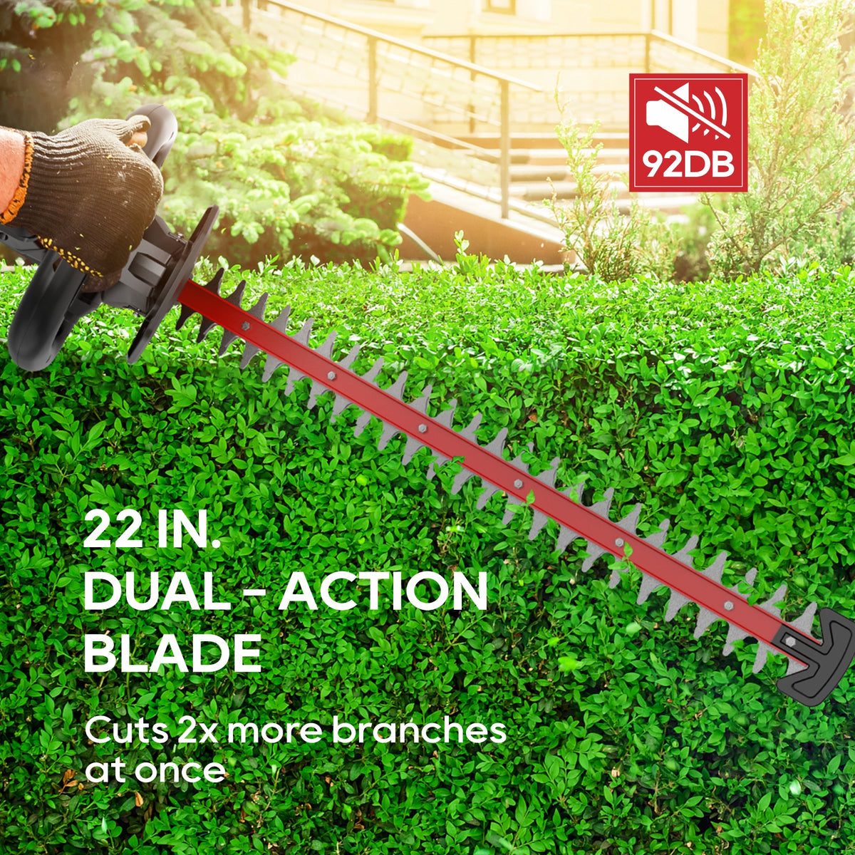 Ecomax 22 In. Cordless Hedge Trimmer