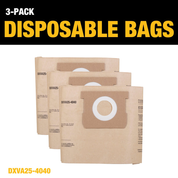 DXVA25-4040 - DeWalt 4 Gallon Dust Bag (Pack of 3) - Alton