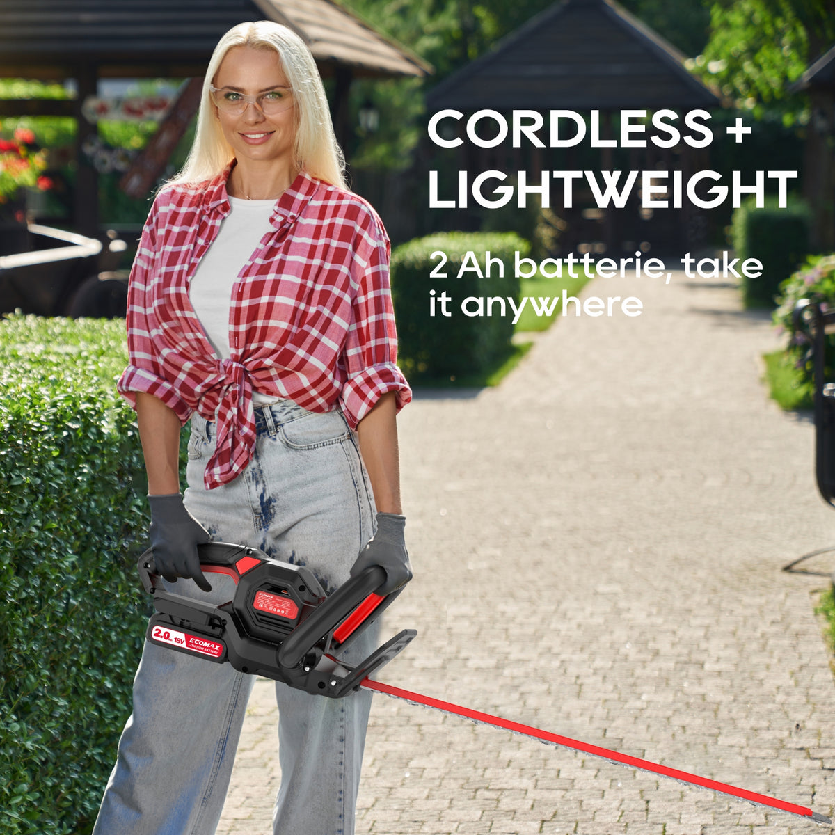 Ecomax 22 In. Cordless Hedge Trimmer