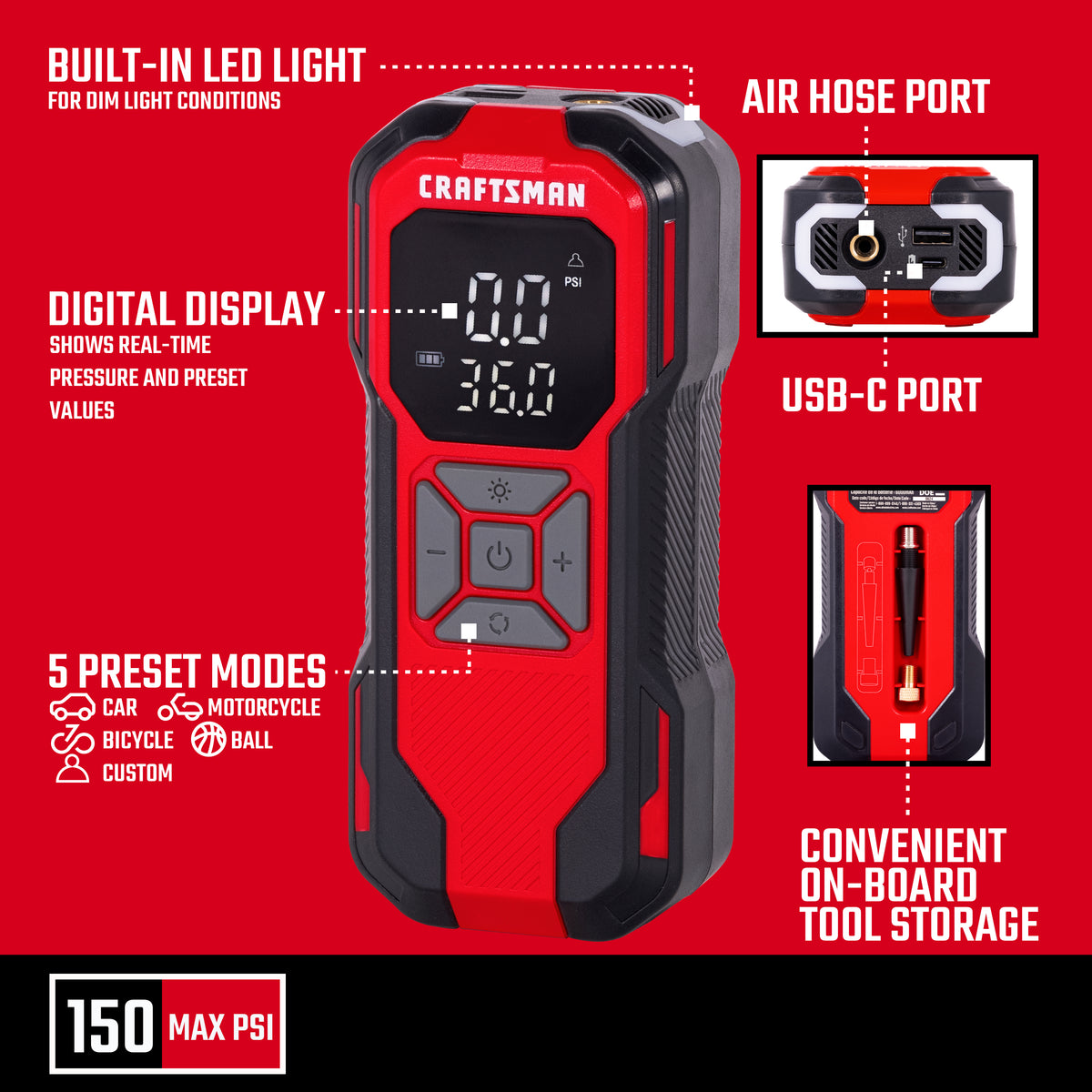 CRAFTSMAN Portable 12-volt Air Inflator, CMXPTXA1201