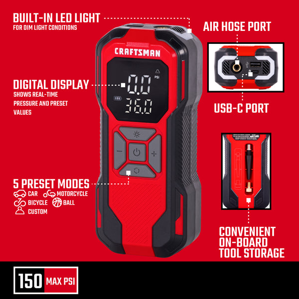 CRAFTSMAN Portable 12-volt Air Inflator, CMXPTXA1201 - Alton Industry ...