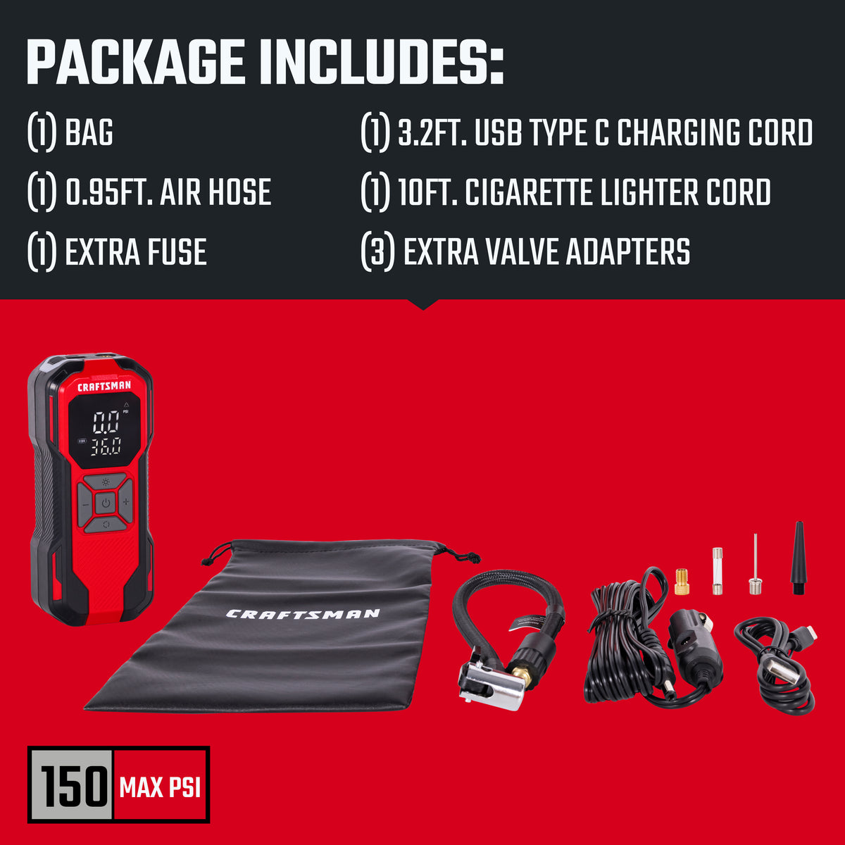CRAFTSMAN Portable 12-volt Air Inflator, CMXPTXA1201