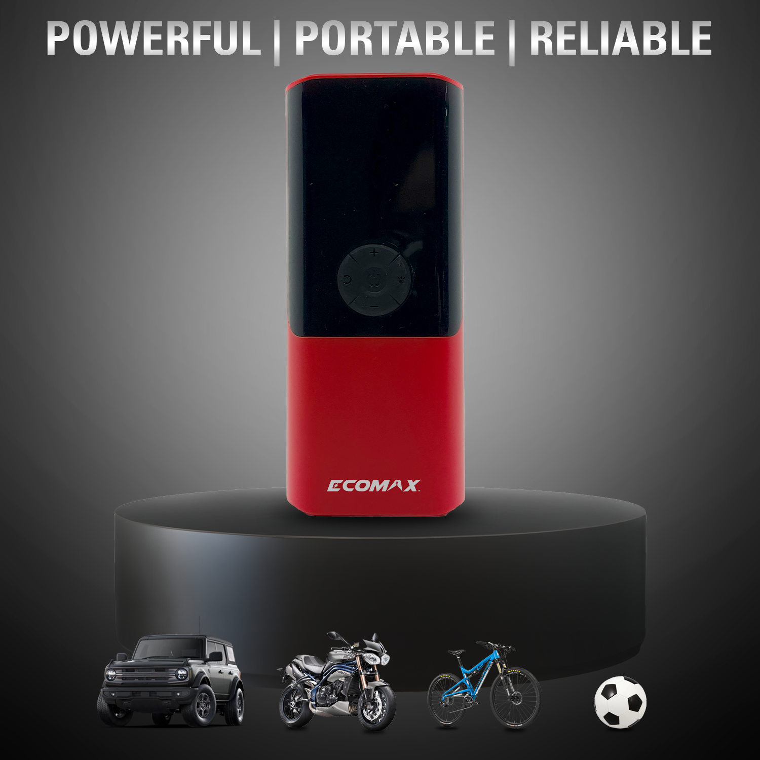 Ecomax 12.6 Volt Portable Digital Cordless Inflator for Tires up