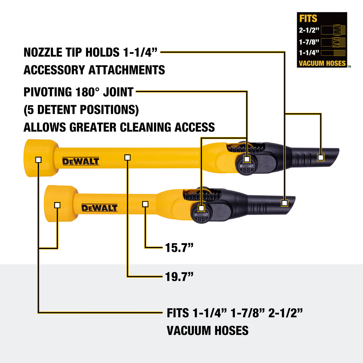 Pivoting Extension Wands 1-1/4 in. - 2-1/2 in. Wet/Dry Vaccum 2-Piece