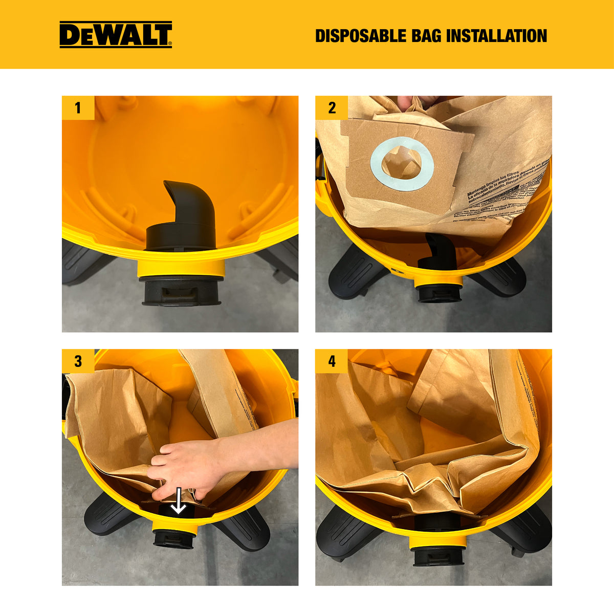 DEWALT Reusable HEPA Cartridge Filter and Fine Dust Filter Bag with Adapter for 6-16 Gallon Wet/Dry Vacuum