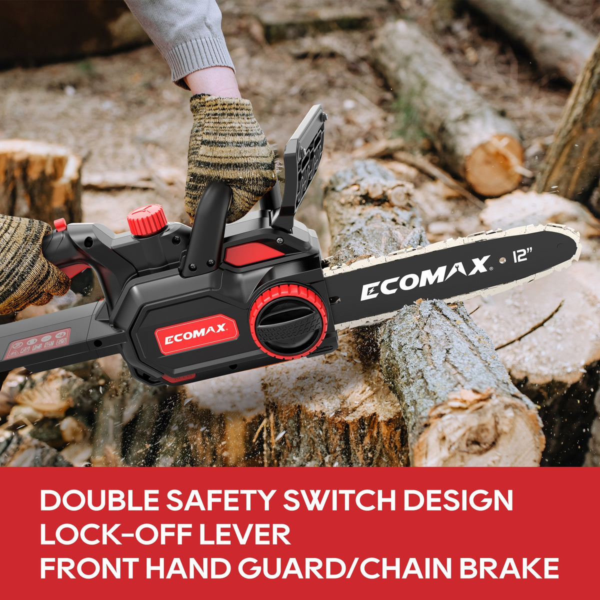 Ecomax 12&quot; Cordless Electric Chainsaw