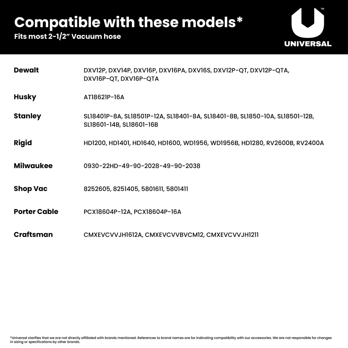 Universal ™  Round Brush for 2-1/2&quot; Hose Diameter