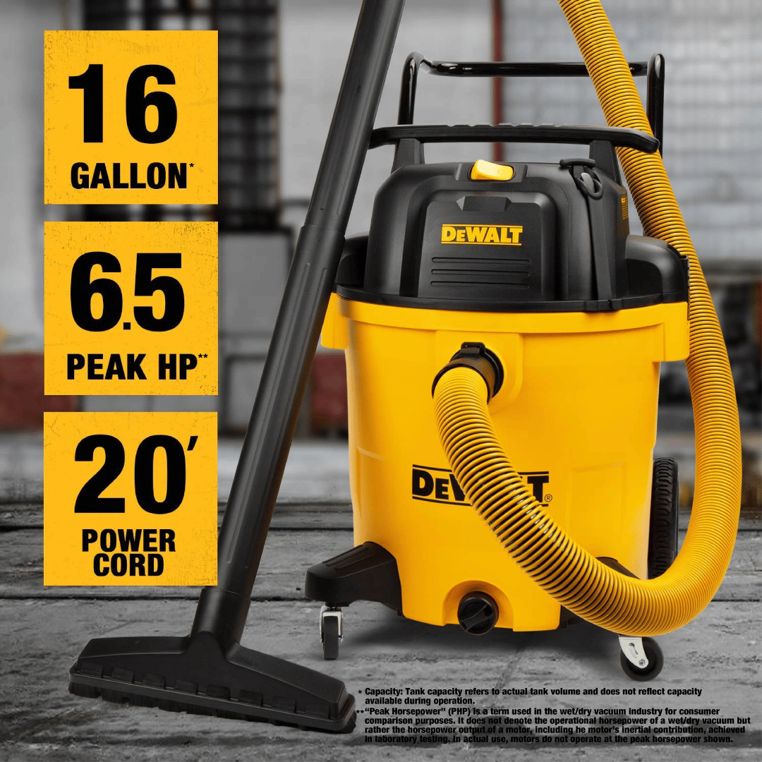 DXV16PA 6.5 Peak HP 16 Gallon DeWalt Poly Wet Dry Vacuum