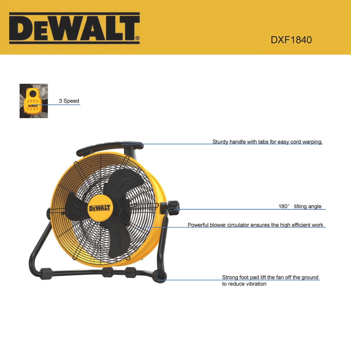 DeWalt 18 inch Floor Fan DXF1840