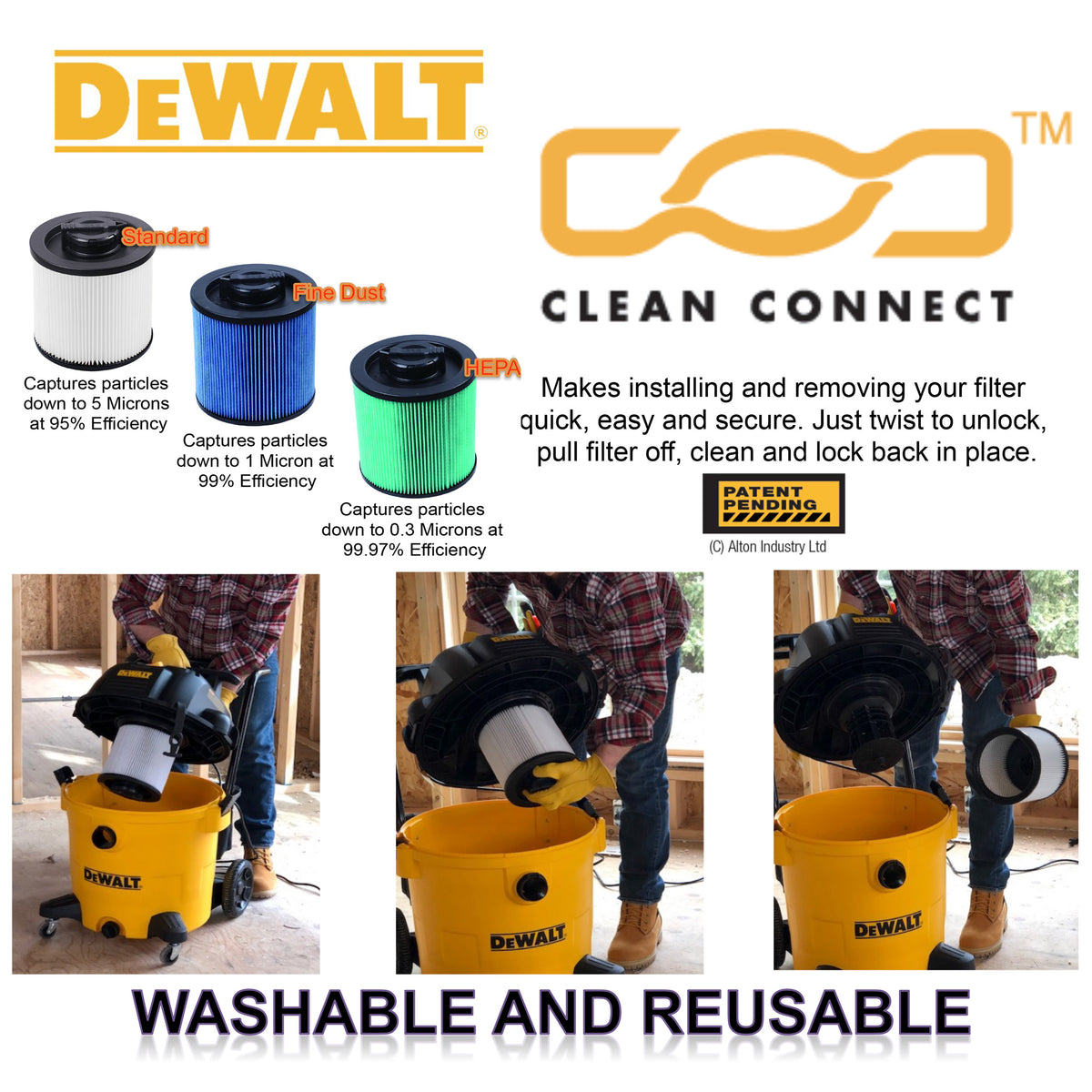 DXVC6914 DeWalt HEPA Material Cartridge Filter for 6-16 Gallon DeWalt Wet/Dry Vacuums